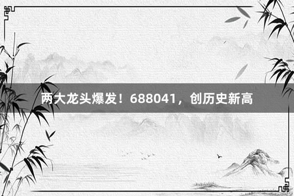 两大龙头爆发！688041，创历史新高
